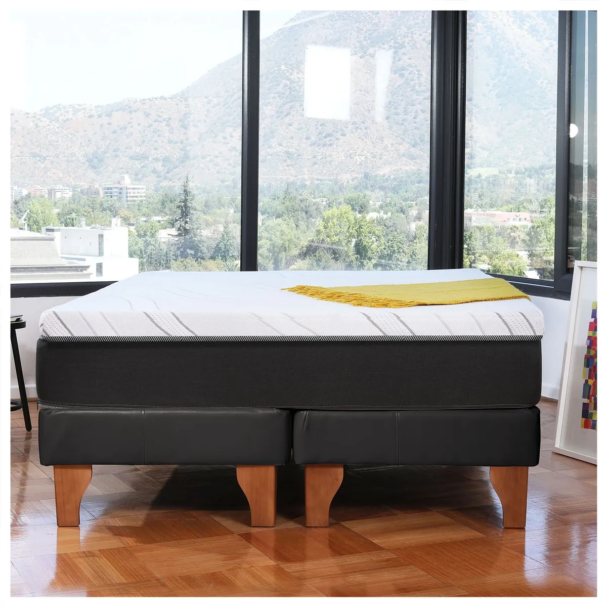 LATAM HOME - CAMA ZEN TOP FOAM VISCO PU NEGRO 2PZA