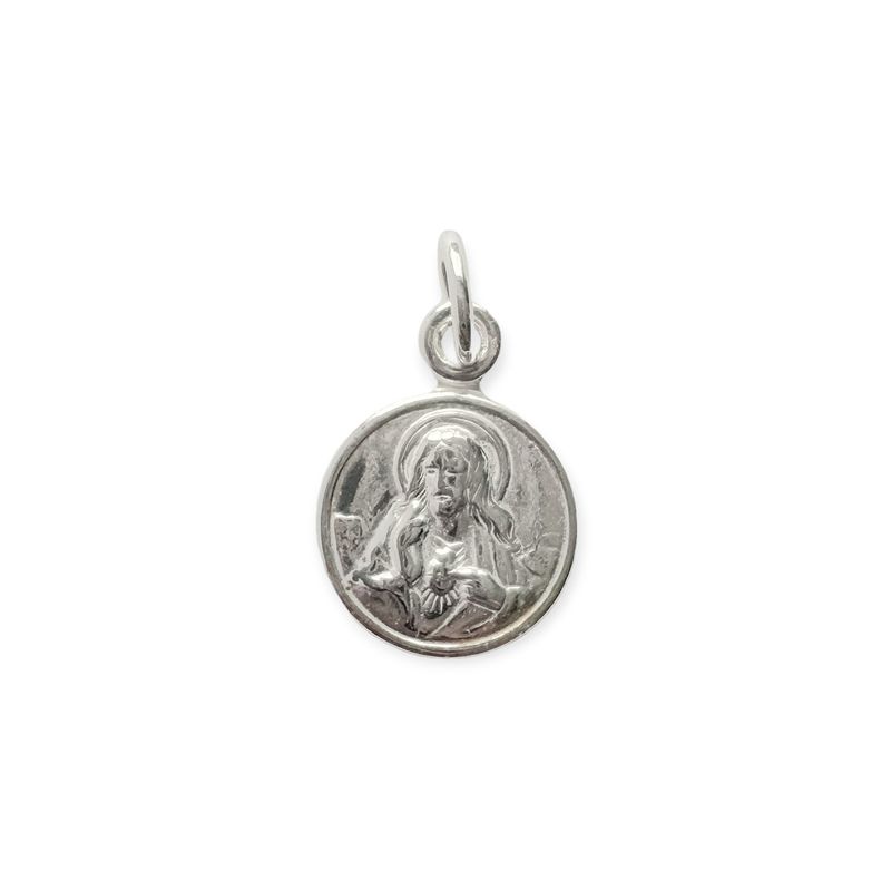ANDREA COGGIOLA JOYAS - Colgante Medalla 12mm Sagrado Corazón Plata Fina 925
