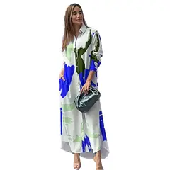 BLWOENS - Vestidos largo con botones para mujer - Verde