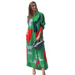 BLWOENS - Vestidos largo con botones para mujer - Verde