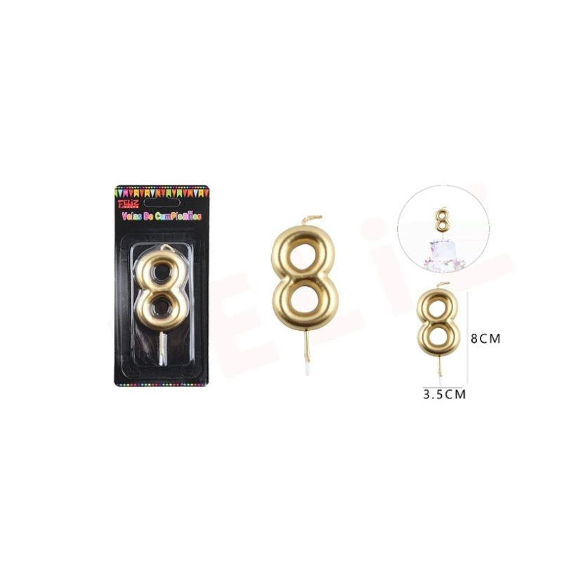 GENERICO - Velas De Numeros  Dorado Numero 8