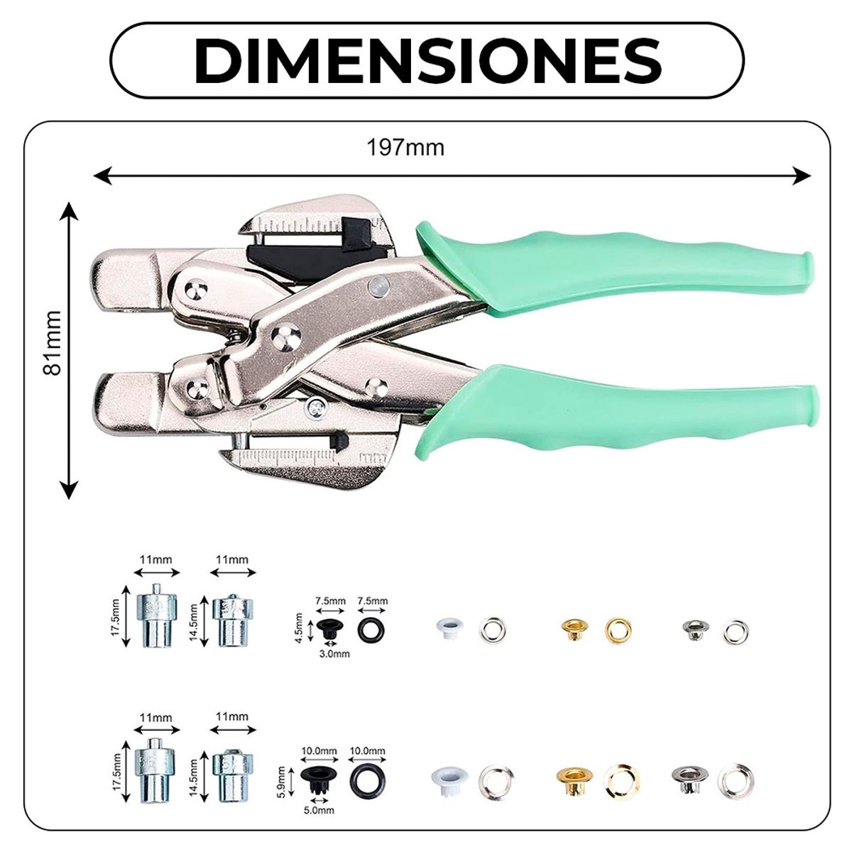 GENERICO - Set Remachadora Perforadora Alicate Kit Con 160 Ojetillos