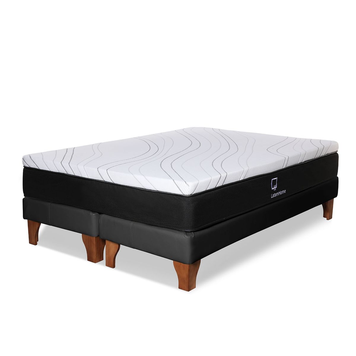 LATAM HOME - CAMA ZEN TOP SPRING SOFT PU NEGRO 2PZA
