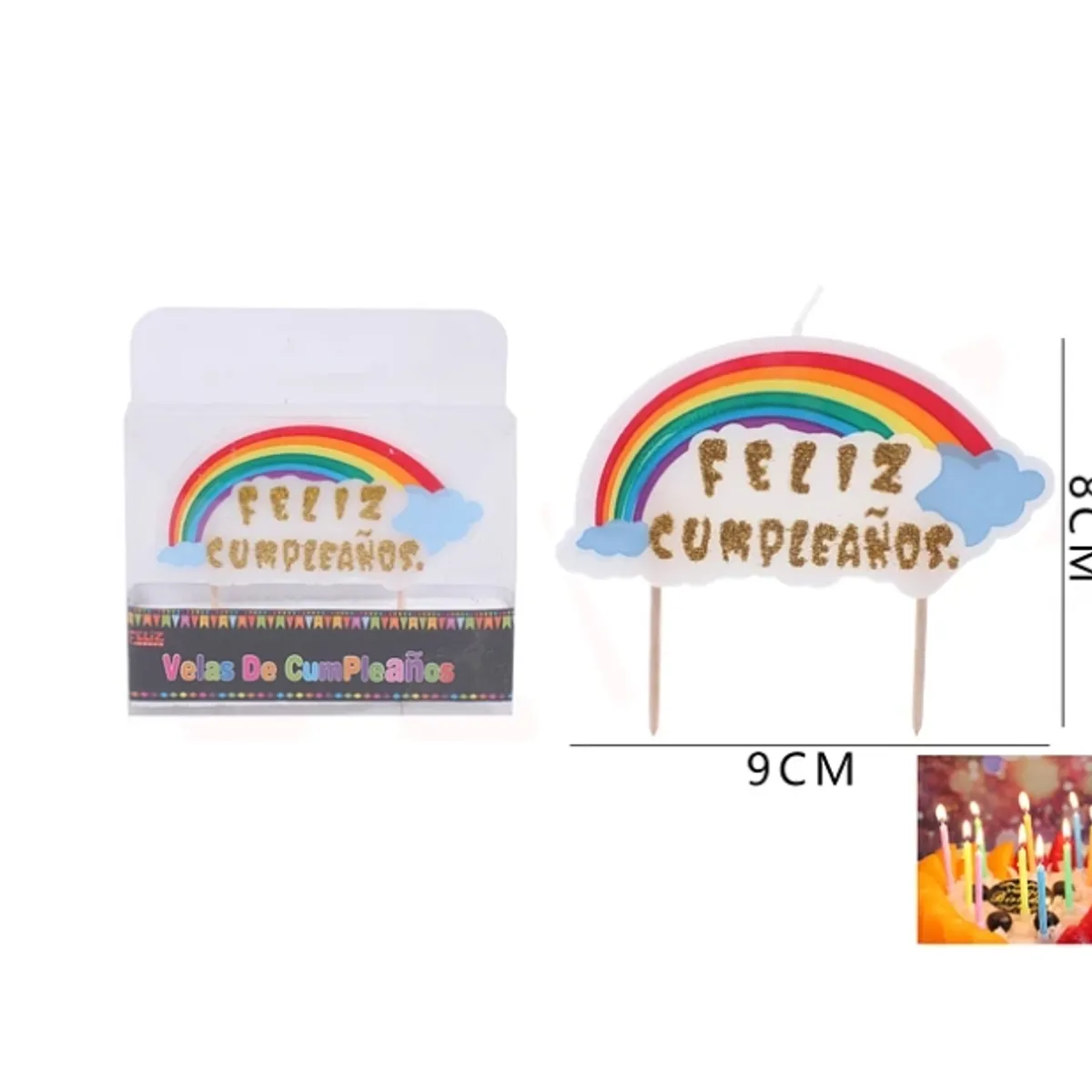 GENERICO - Velas De Cumpleaños Arcoiris 1 Pc