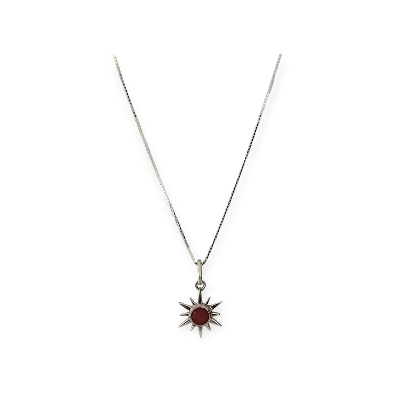 ANDREA COGGIOLA JOYAS - Collar Sol Aruna Granate Plata Fina 925