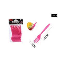 GENERICO - Tenedores Fucsia 20 Pcs Plasticos