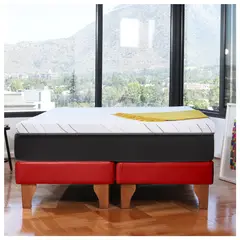 LATAM HOME - CAMA ZEN TOP SPRING VISCO PU ROJO SUPER KING