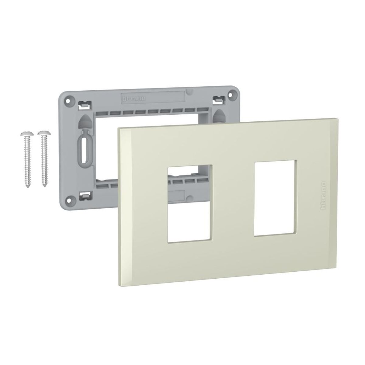 BTICINO - PLACA 1+1P PERLA CON SOPORTE NOBILE Bticino