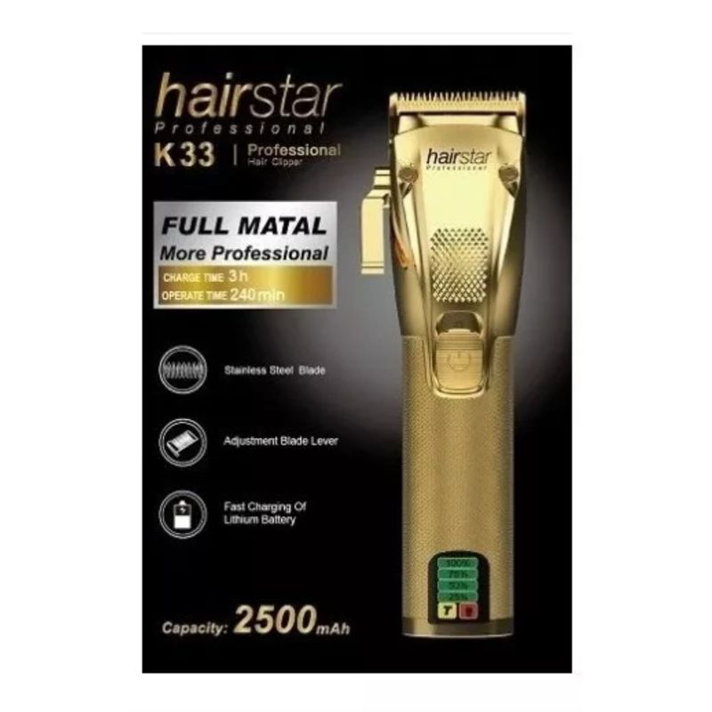 GENERICO - Hairstar® Maquina Corte Dorada Modelo K33 Profesional