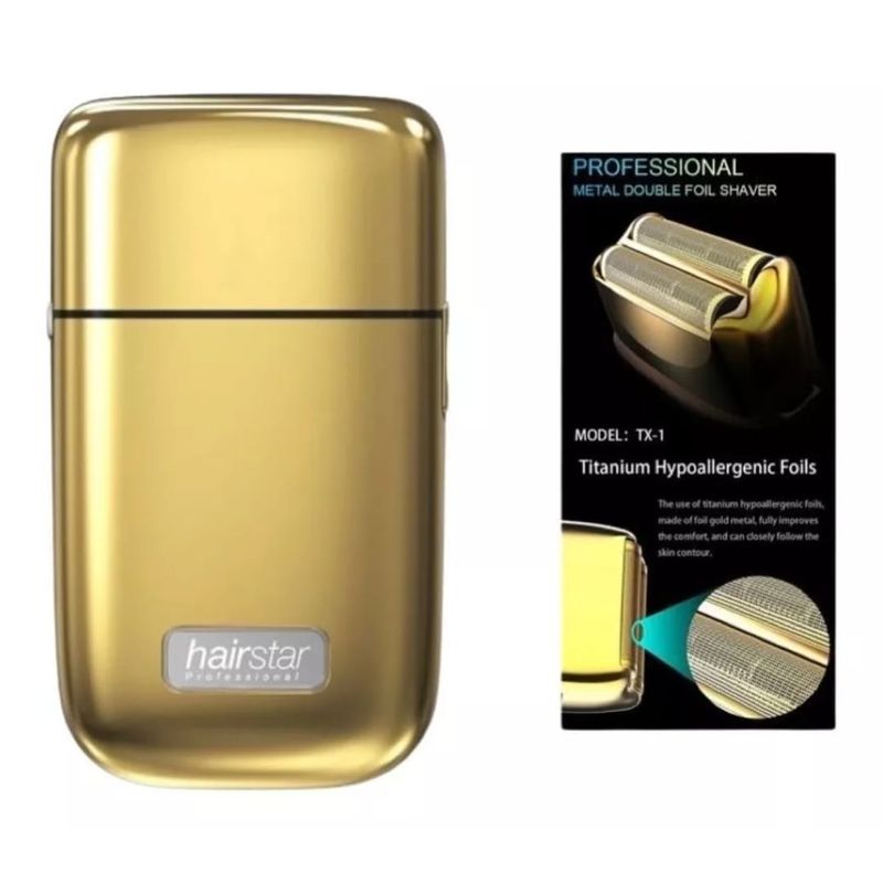 GENERICO - Shaver Hairstar Gold Metalica Corte Barbero TX1-1 Inalambrica Recargable