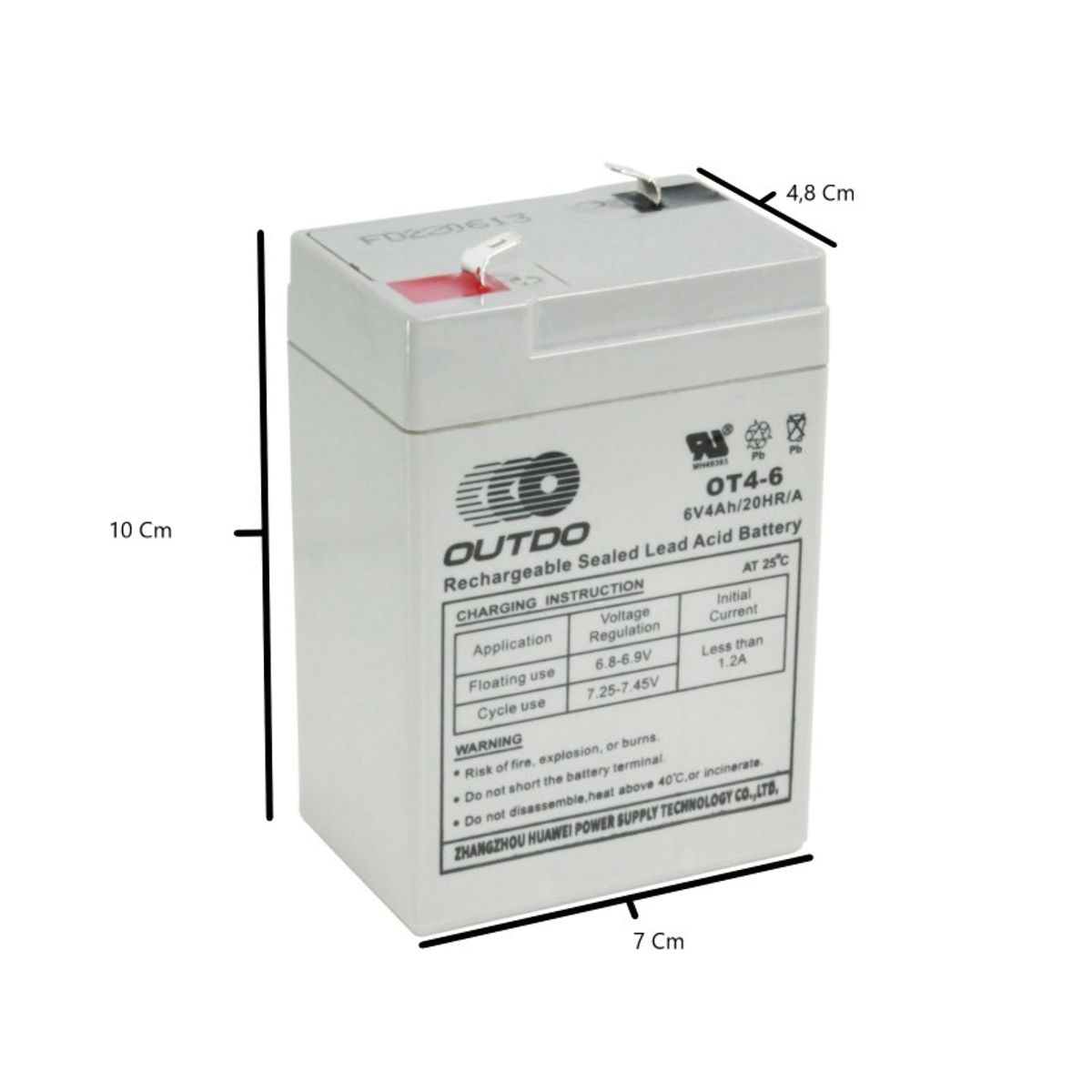GENERICO - Batería de respaldo 6V 4A recargable