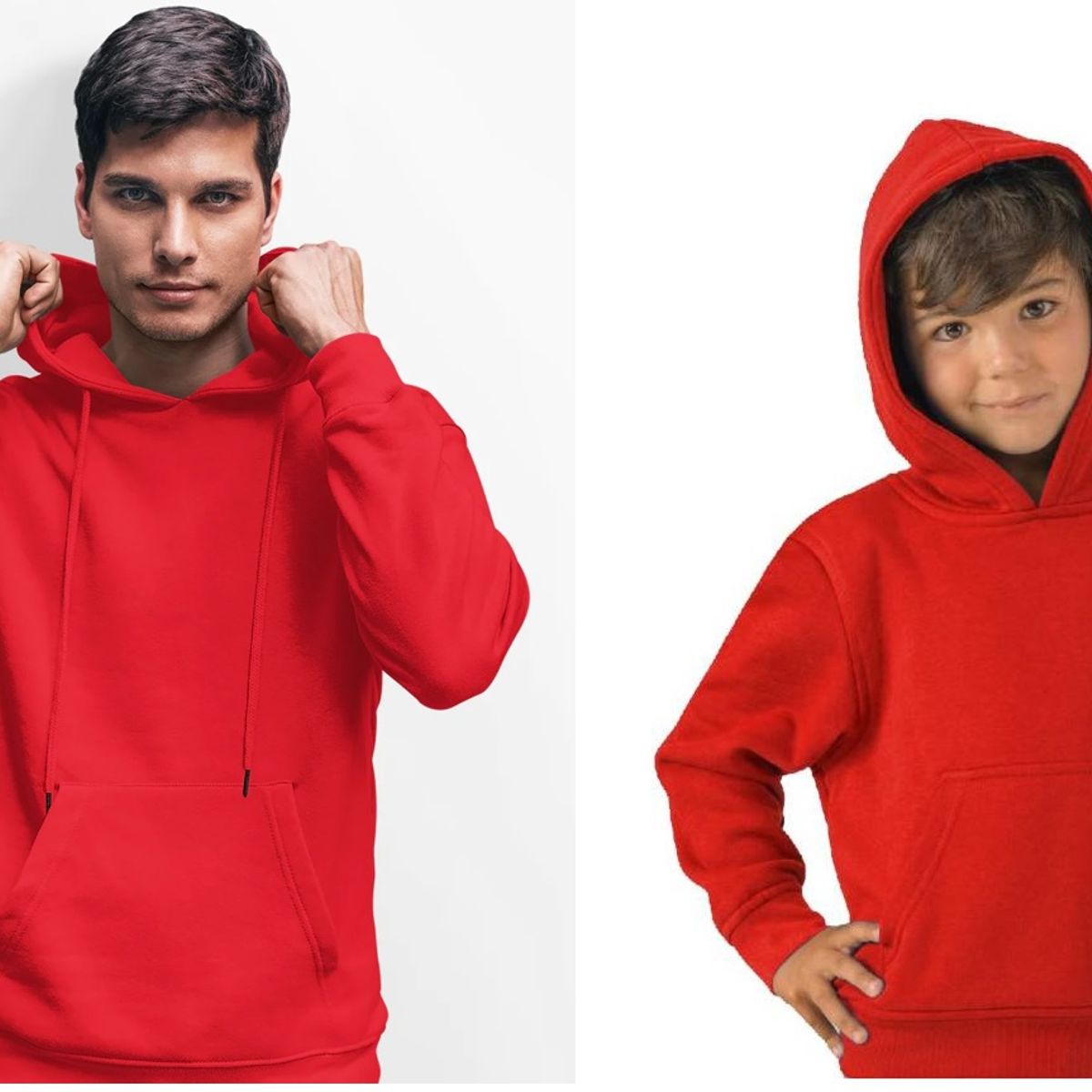 GENERICO - Poleron Algodon Canguro Capucha Unisex Adultos y Niños Rojo