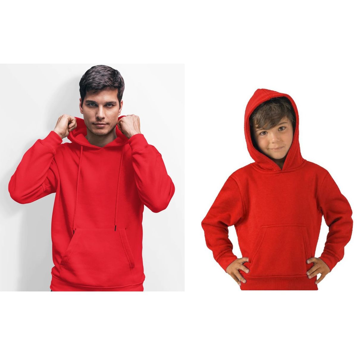 GENERICO - Poleron Algodon Canguro Capucha Unisex Adultos y Niños Rojo