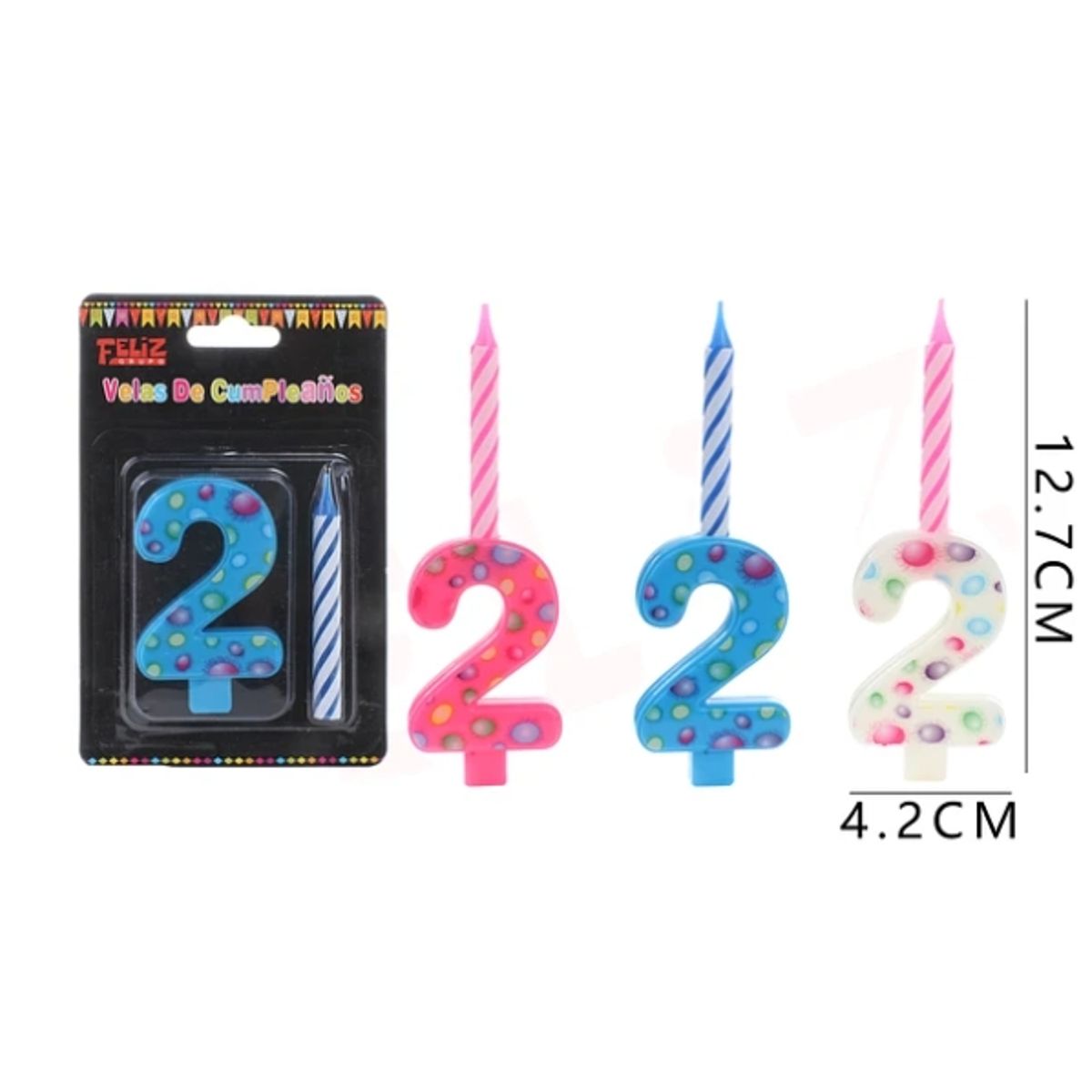 GENERICO - Vela De Numero 2 Colores Surtidos