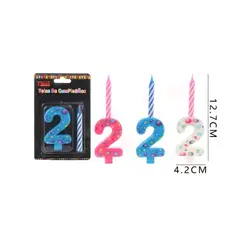 GENERICO - Vela De Numero 2 Colores Surtidos