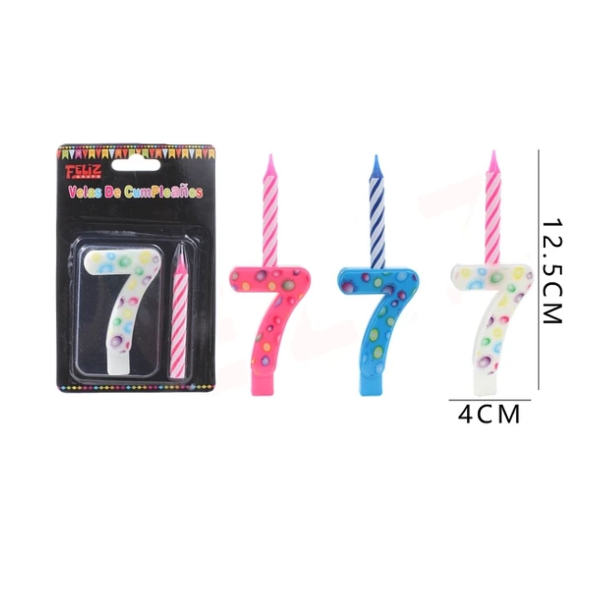 GENERICO - Vela De Numero 7 Colores Surtidos