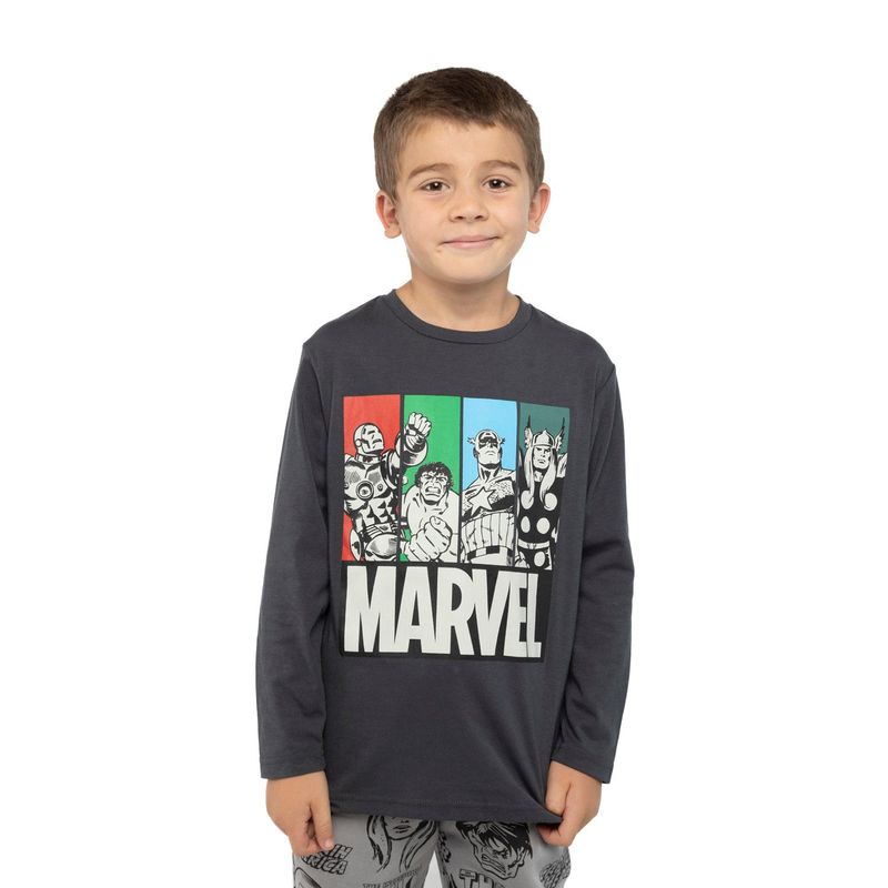 MARVEL - Polera Manga Larga Niño Personajes Avengers Gris Marvel