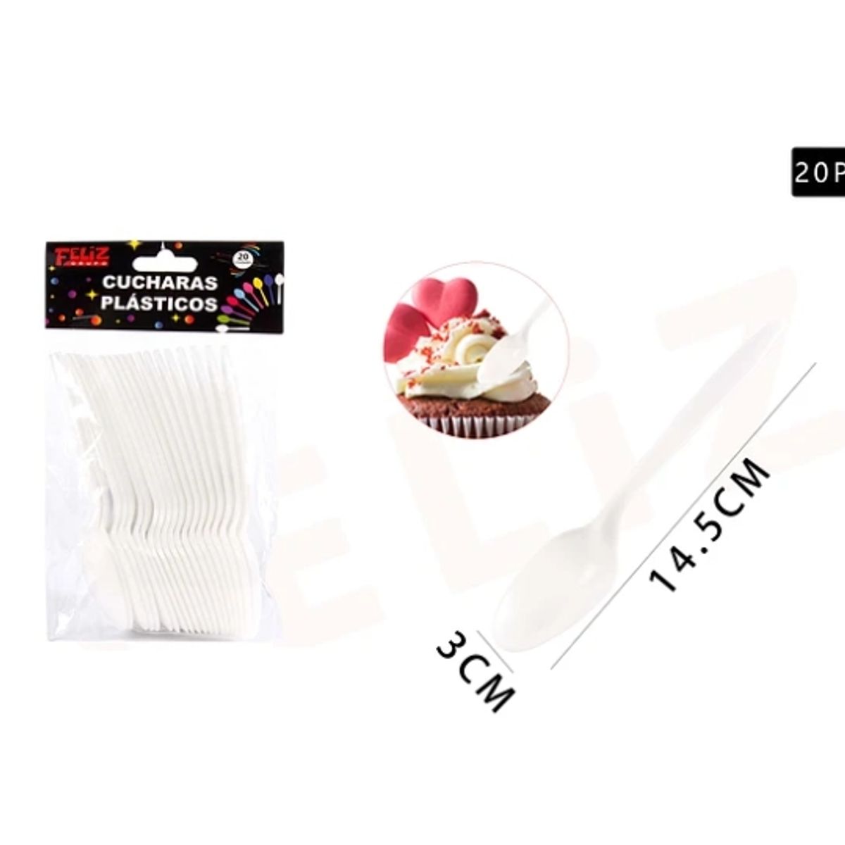 GENERICO - Cucharas Blancas 20Pcs Plasticas