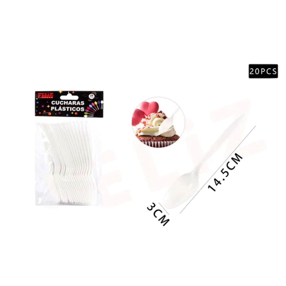 GENERICO - Cucharas Blancas 20Pcs Plasticas