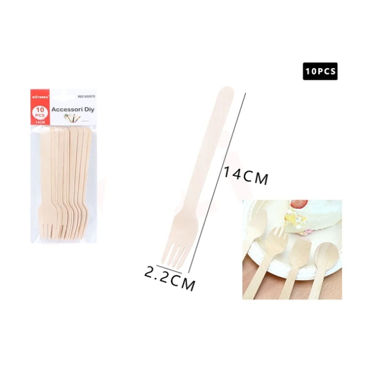 GENERICO - Tenedor De Madera 1422Cm 10Pcs