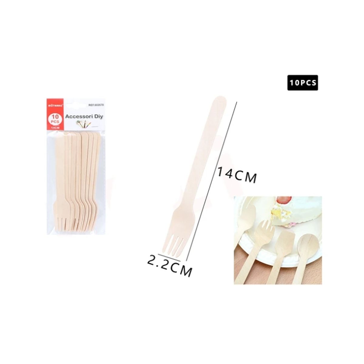 GENERICO - Tenedor De Madera 1422Cm 10Pcs