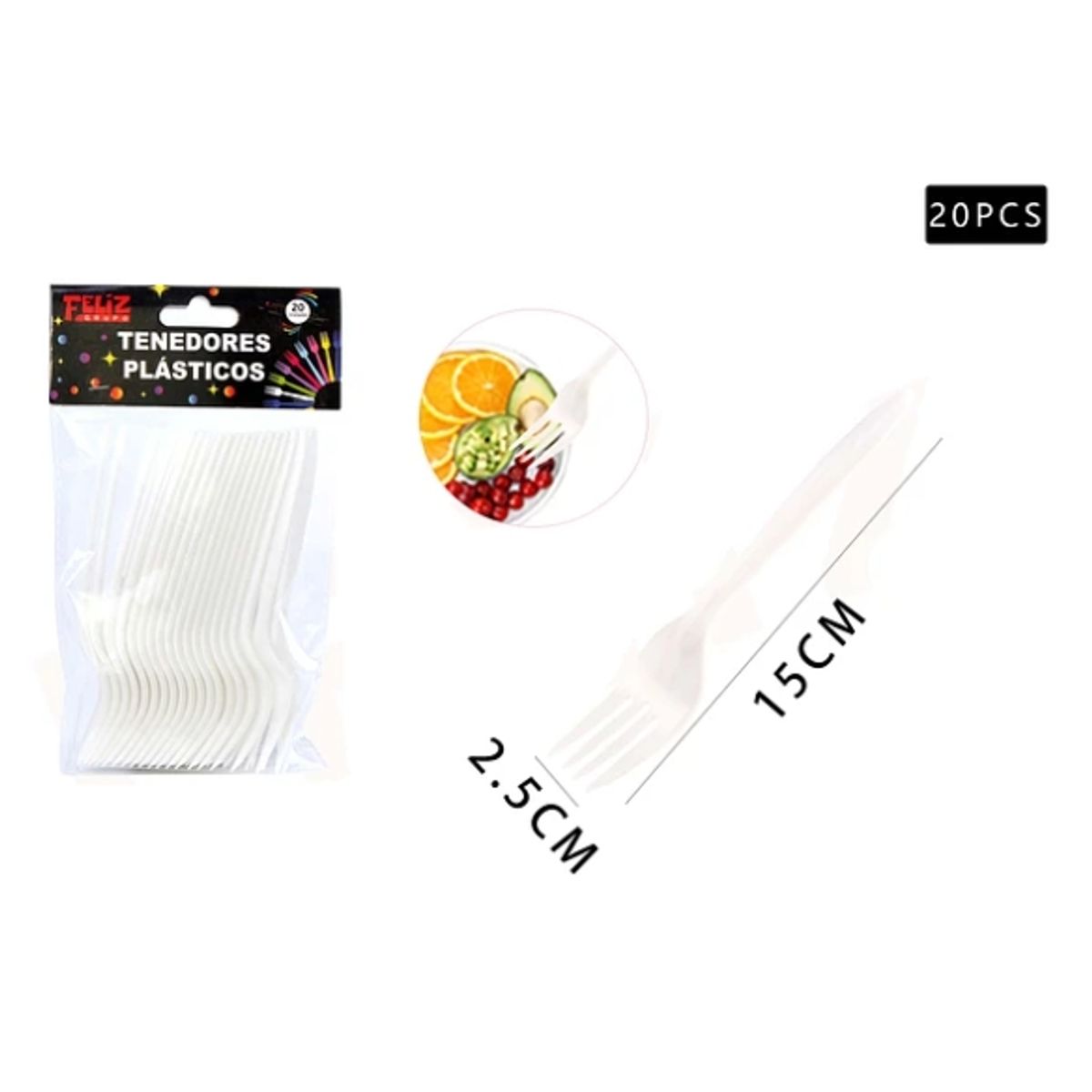 GENERICO - Tenedores Blanco 20 Pcs Plasticos