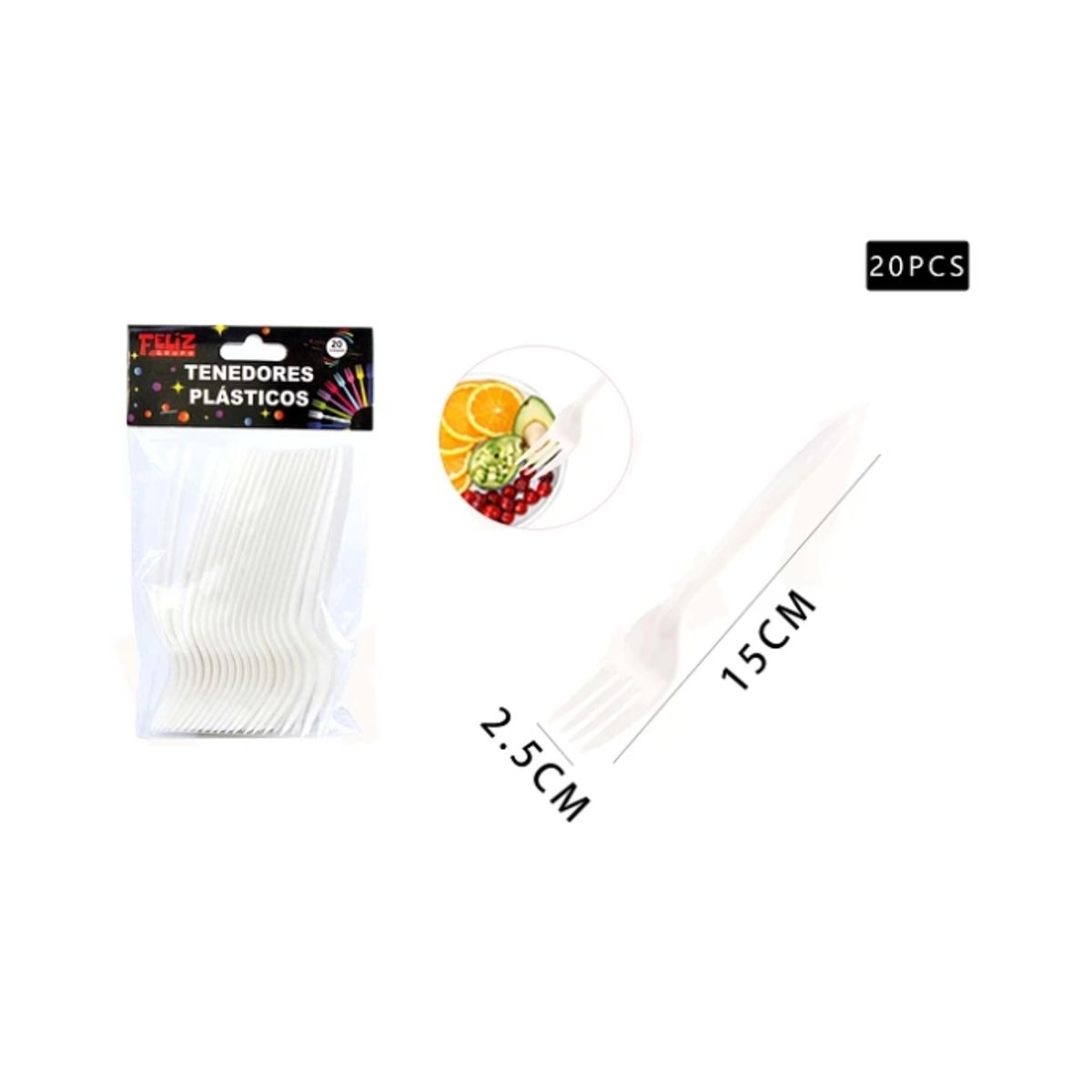 GENERICO - Tenedores Blanco 20 Pcs Plasticos