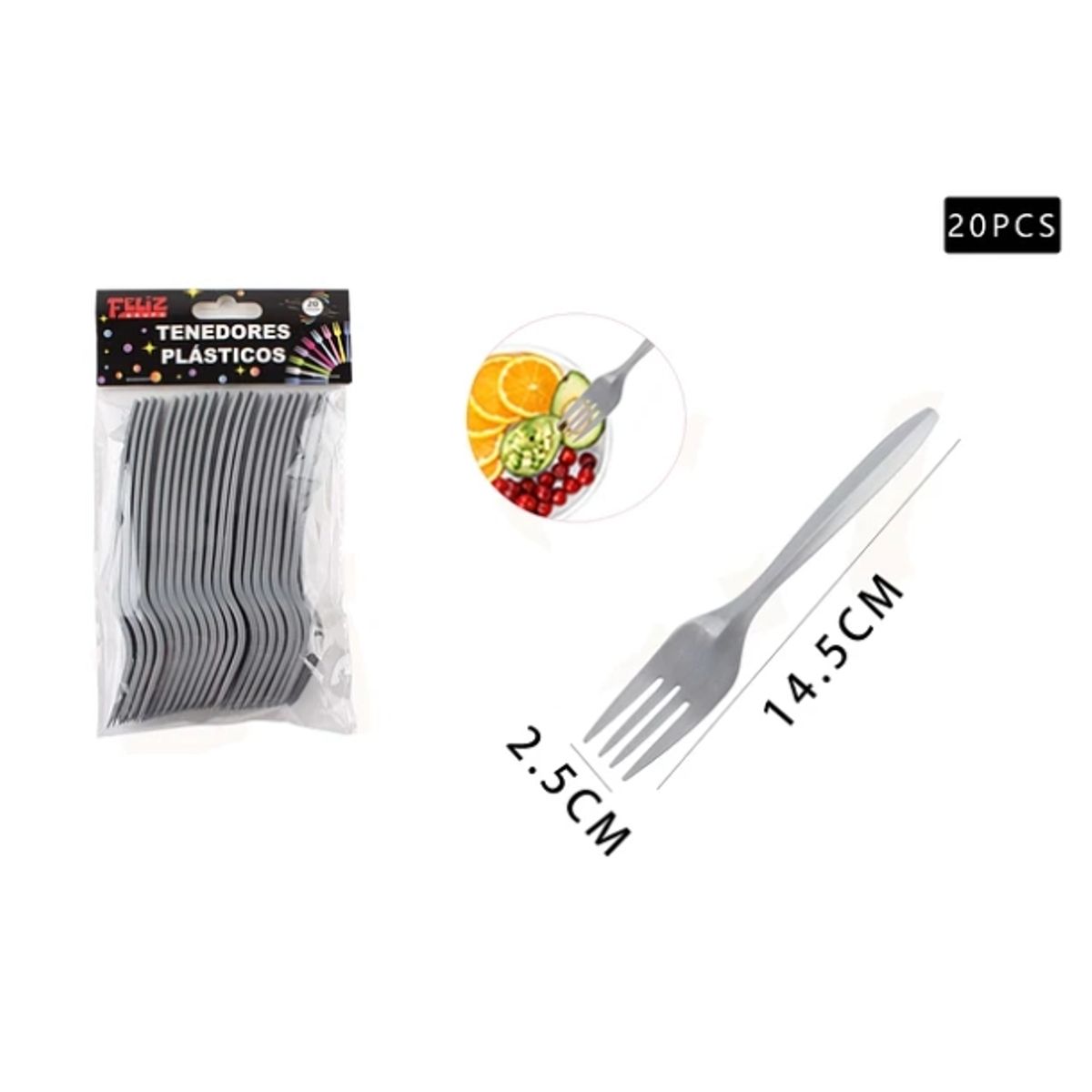 GENERICO - Tenedores Plata 20 Pcs Plasticos