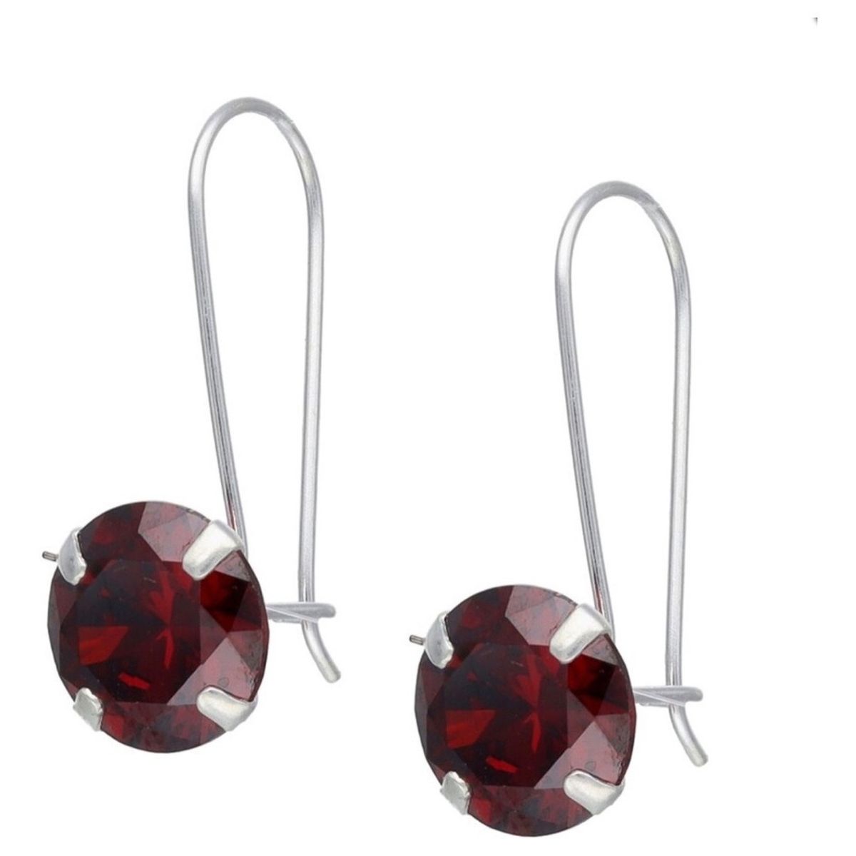 GENERICO - Aros Dama Colgante Circon Granate Plata Fina 925 + Caja