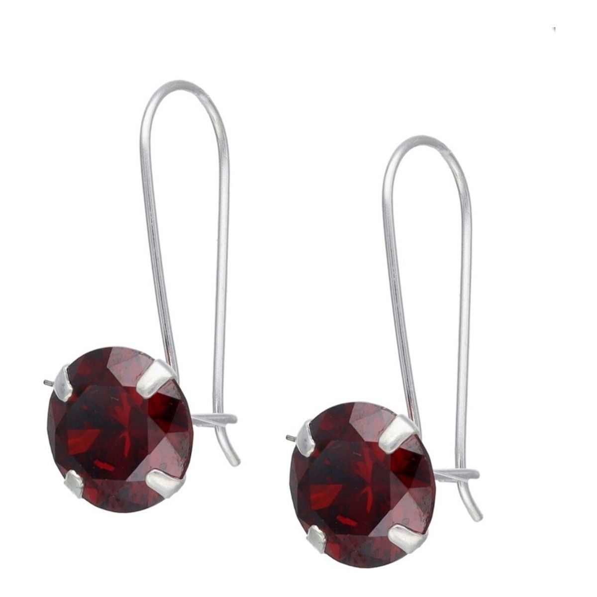 GENERICO - Aros Dama Colgante Circon Granate Plata Fina 925 + Caja