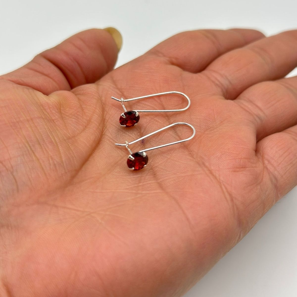 GENERICO - Aros Dama Colgante Circon Granate Plata Fina 925 + Caja