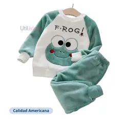 JUMP KIDS - Set Invierno 2 Piezas Buzo Niño Rana Frog Verde Oscuro