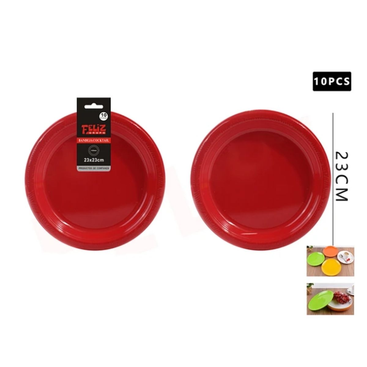 GENERICO - Plato Plástico Redondo Rojo 23Cm