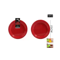 GENERICO - Plato Plástico Redondo Rojo 23Cm