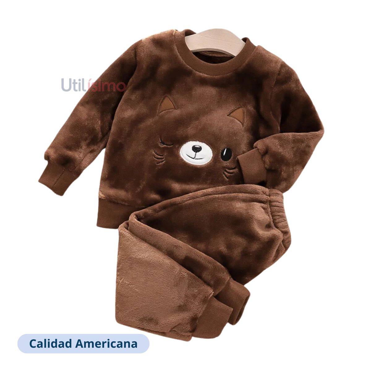 JUMP KIDS - Set Invierno 2 Piezas Buzo Unisex Gato Marrón Oscuro Jump Kids