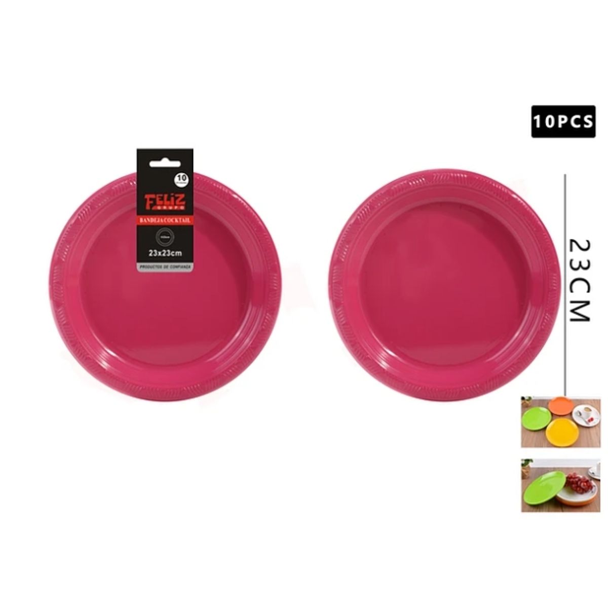 GENERICO - Plato Plástico Redondo Fucsia 23Cm