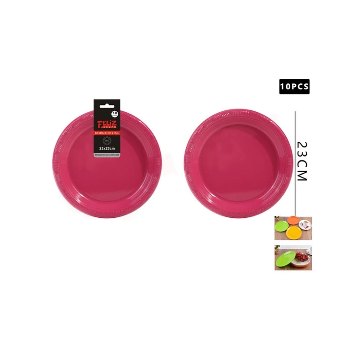 GENERICO - Plato Plástico Redondo Fucsia 23Cm