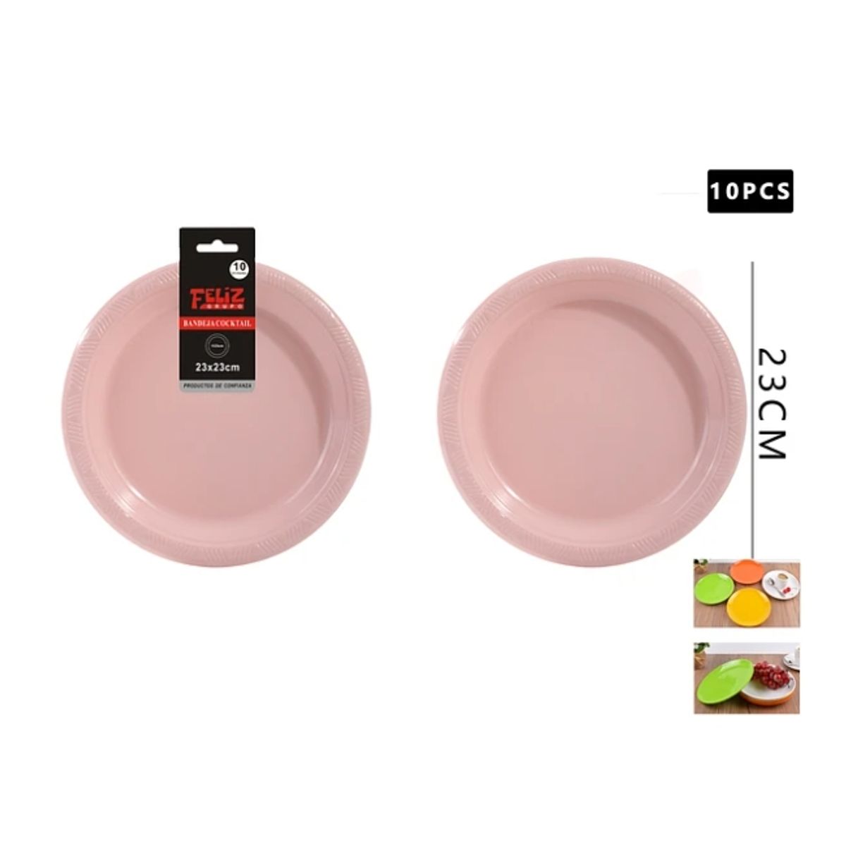 GENERICO - Plato Plástico Redondo Rosado 23Cm