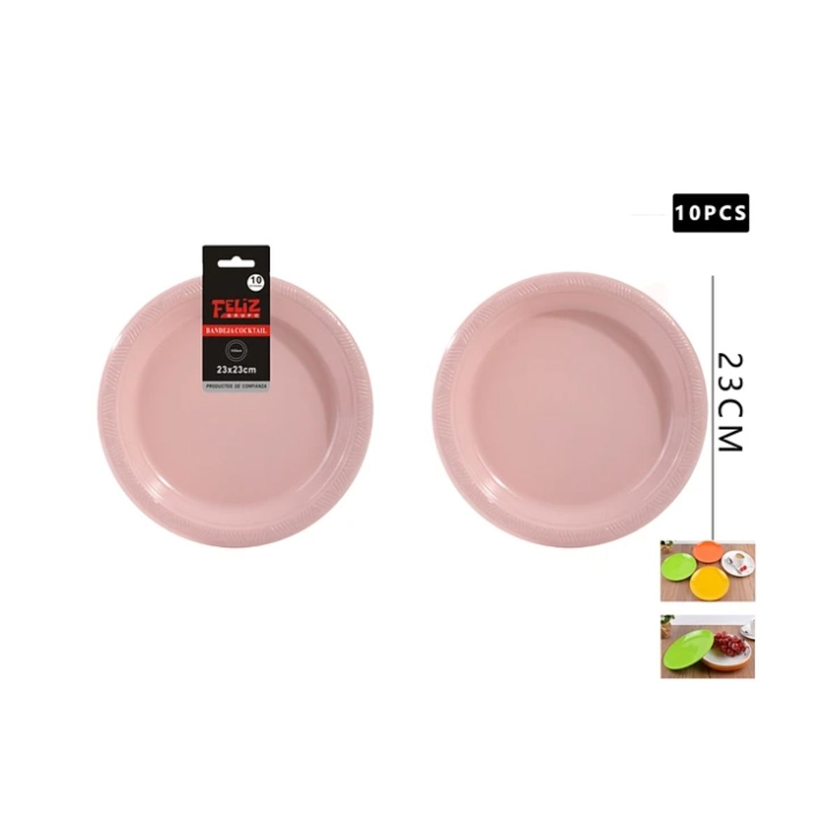 GENERICO - Plato Plástico Redondo Rosado 23Cm