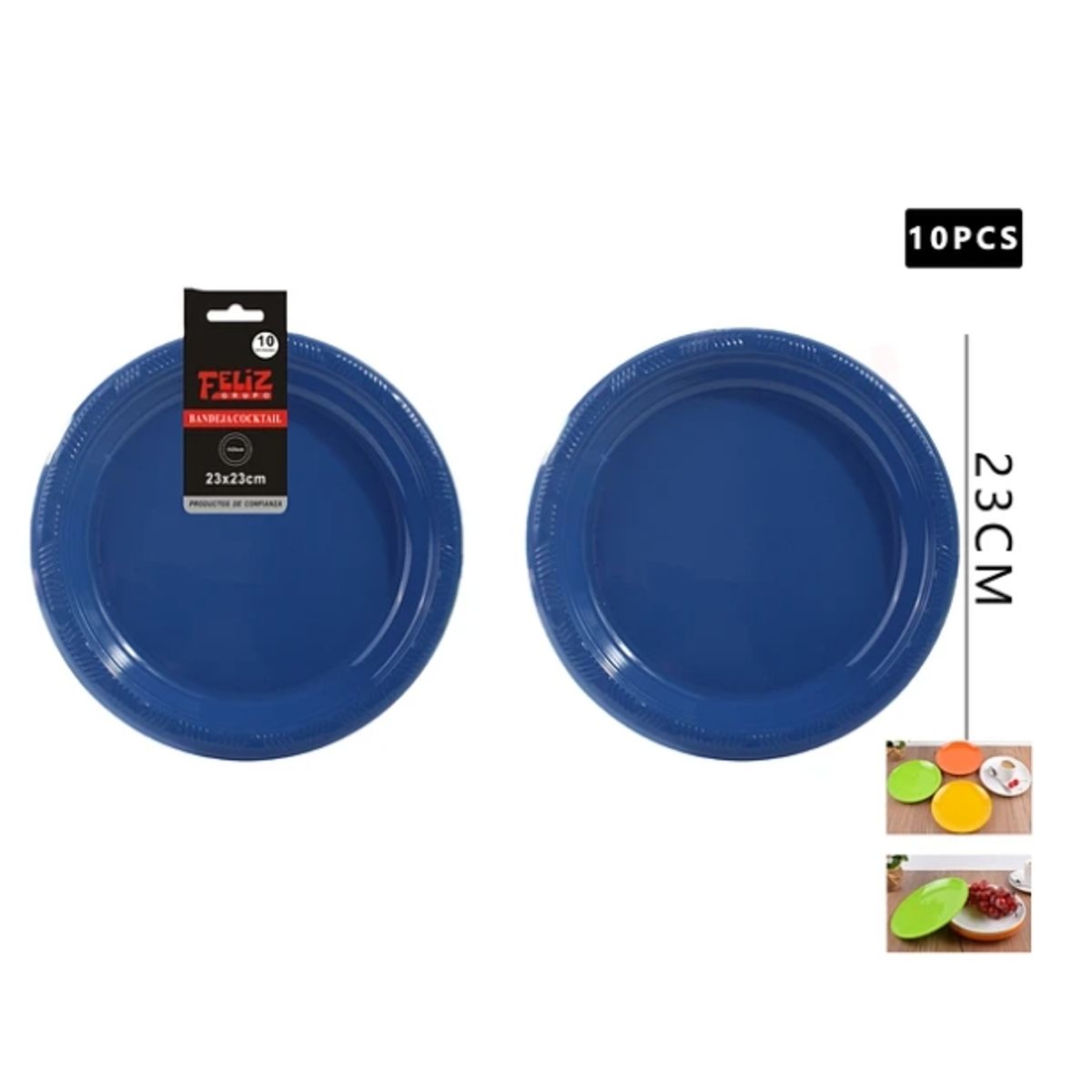 GENERICO - Plato Plástico Redondo Azul 23Cm