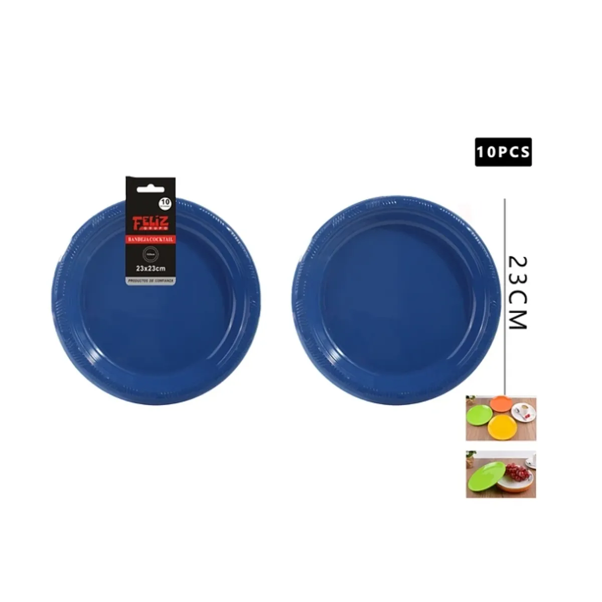 GENERICO - Plato Plástico Redondo Azul 23Cm