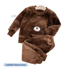 JUMP KIDS - Set Invierno 2 Piezas Buzo Unisex Gato Marrón Oscuro