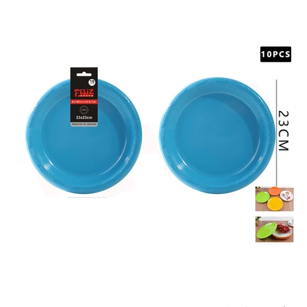 GENERICO - Plato Plástico Redondo Celeste 23Cm