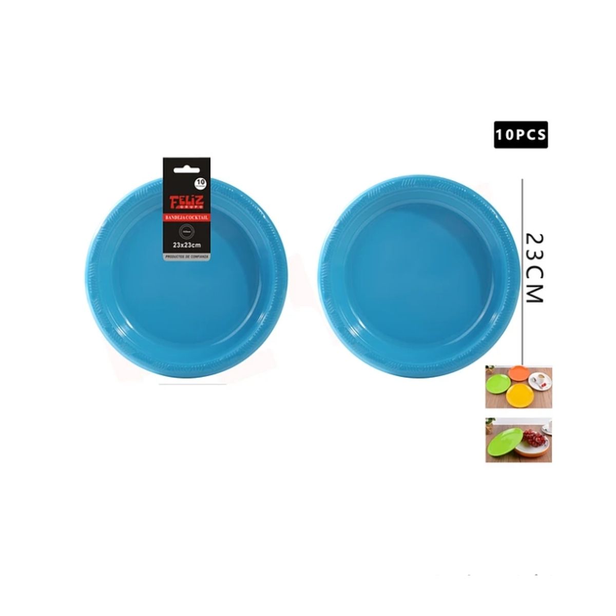 GENERICO - Plato Plástico Redondo Celeste 23Cm