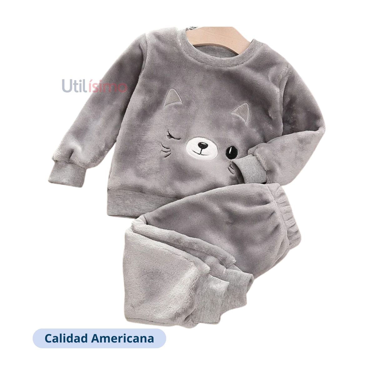 JUMP KIDS - Set Invierno 2 Piezas Buzo Unisex Gato Gris Oscuro Jump Kids