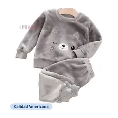 JUMP KIDS - Set Invierno 2 Piezas Buzo Unisex Gato Gris Oscuro
