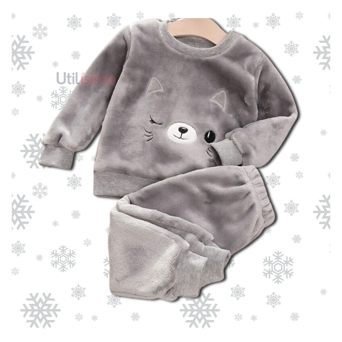 JUMP KIDS - Set Invierno 2 Piezas Buzo Unisex Gato Gris Oscuro Jump Kids