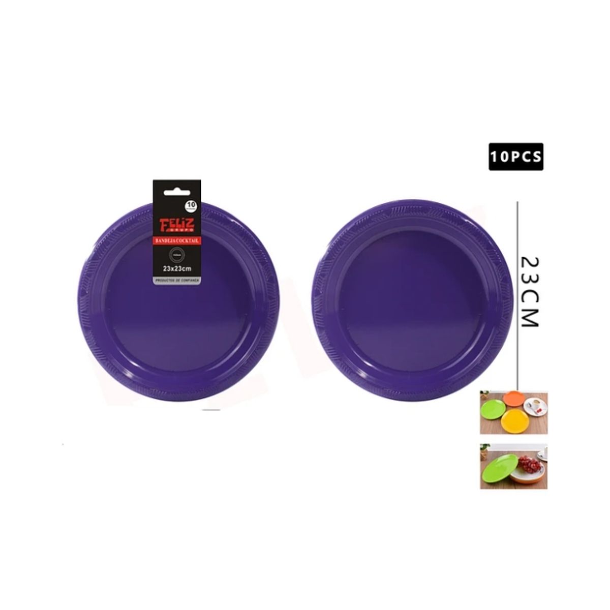 GENERICO - Plato Plástico Redondo Morado 23Cm