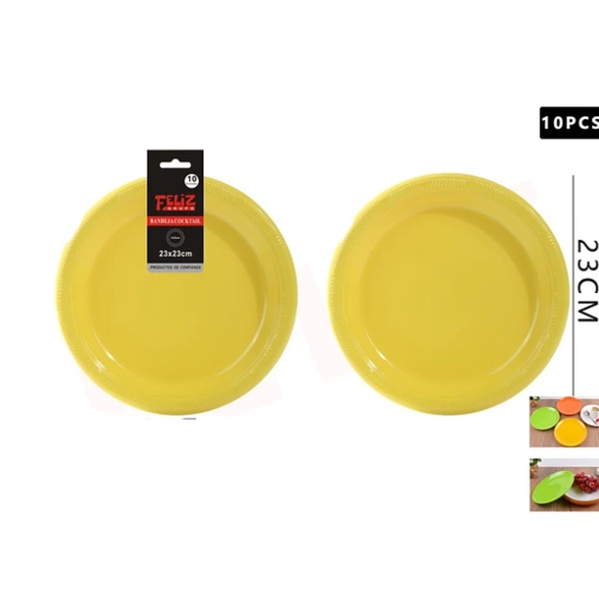 Plato Plástico Redondo Amarillo 23Cm, marca GENERICO - Foto Principal
