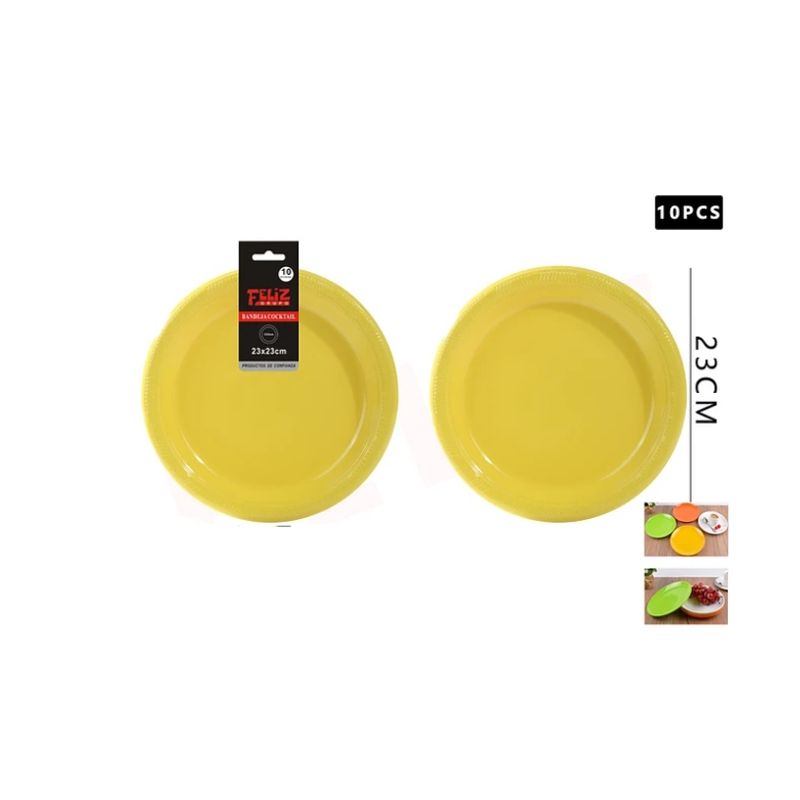GENERICO - Plato Plástico Redondo Amarillo 23Cm.